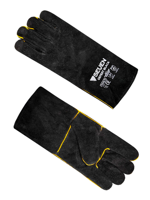 Рукавиця Крага на підкладці чорна довга SEVEN GEFEST BLACK 70000